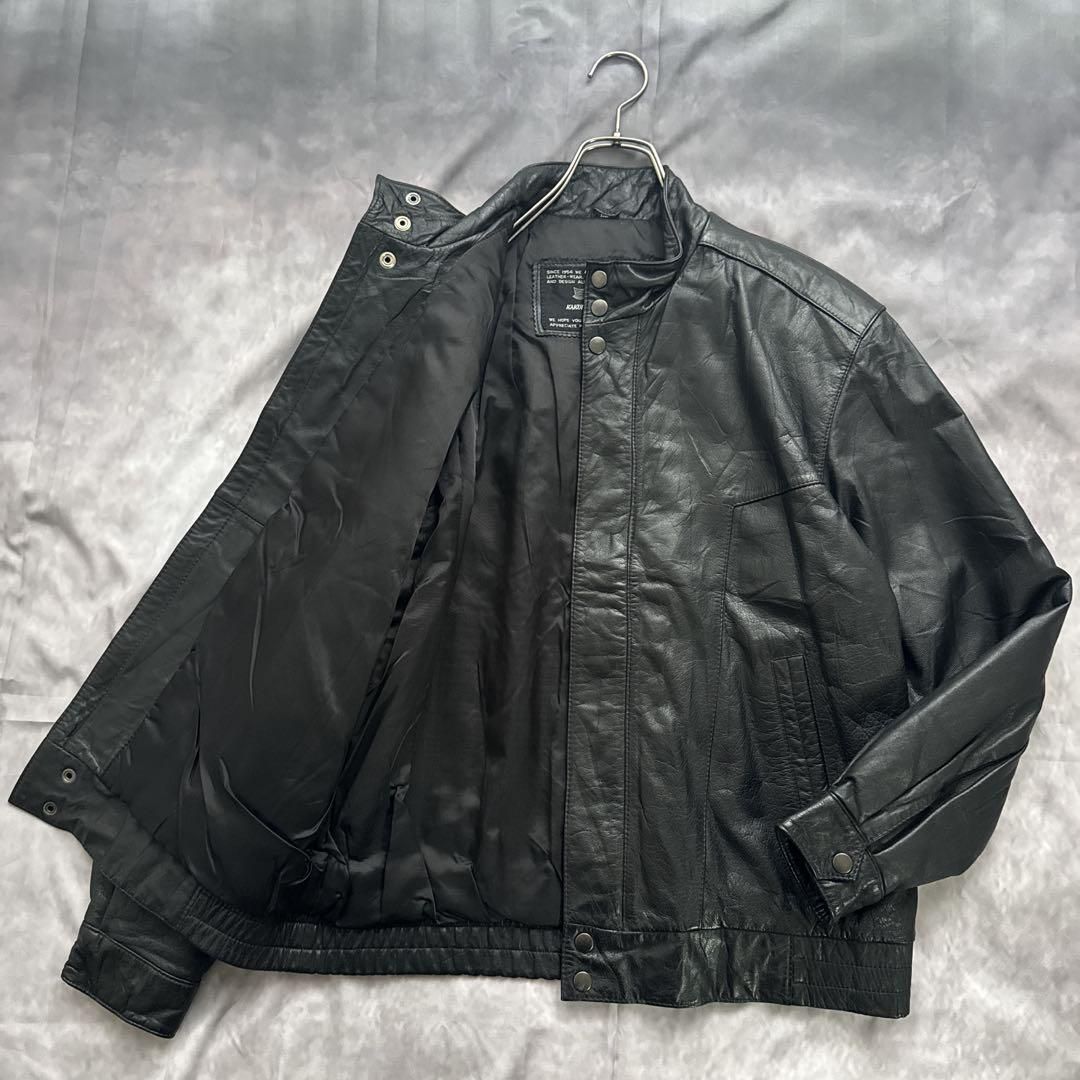 韓国古着　レザーブルゾン　レザージャケット　革ジャン　本革　牛革　　黒　y2k 韓国古着 レザーブルゾン レザージャケット 革ジャン 本革 牛革 黒 y2k