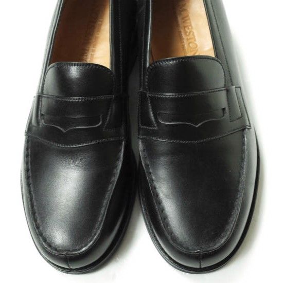 J.M.WESTON ジェイエムウエストン フランス製 180 SIGNATURE LOAFER ボックスカーフ シグネチャーローファー ラバーソール  41-101-180-11 5E(25cm) ブラック ペニー コイン シューズ g14995