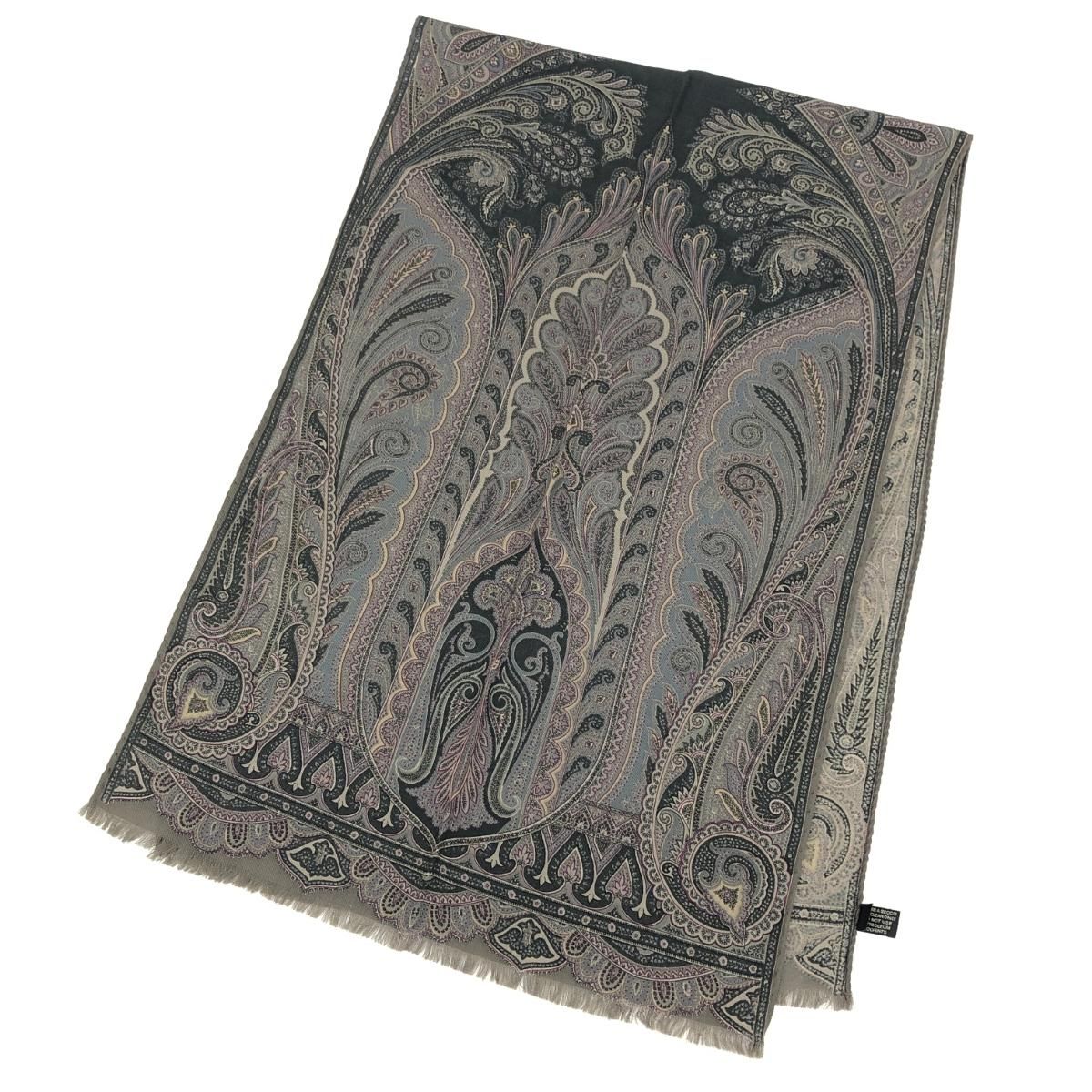 ETRO エトロ ストール 130×40㎝/ペイズリー/ウール×シルク
