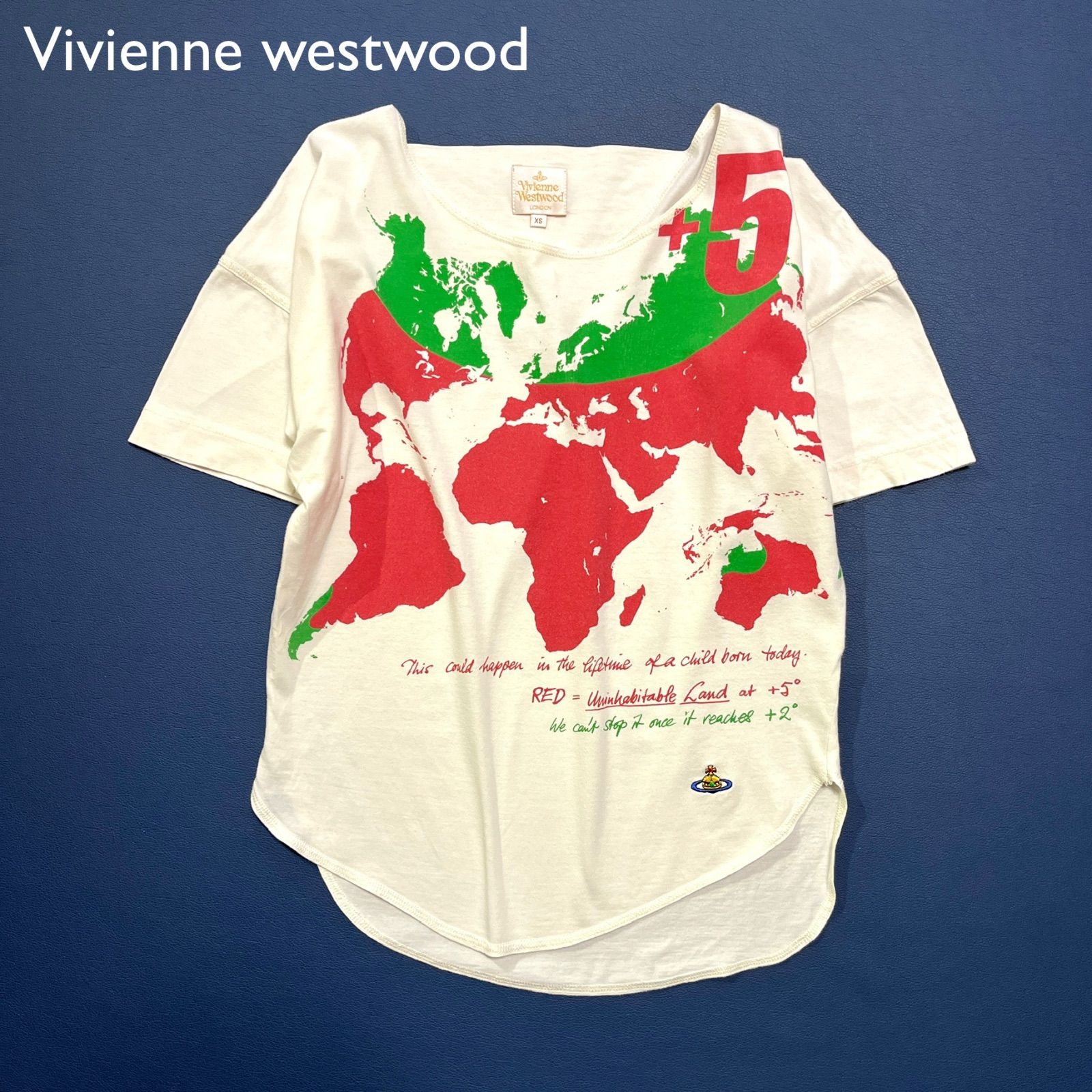cE19 Vivienne westwood LONDON オーブ刺繍 アシンメトリーデザイン 変形Tシャツ 世界地図プリントTシャツ