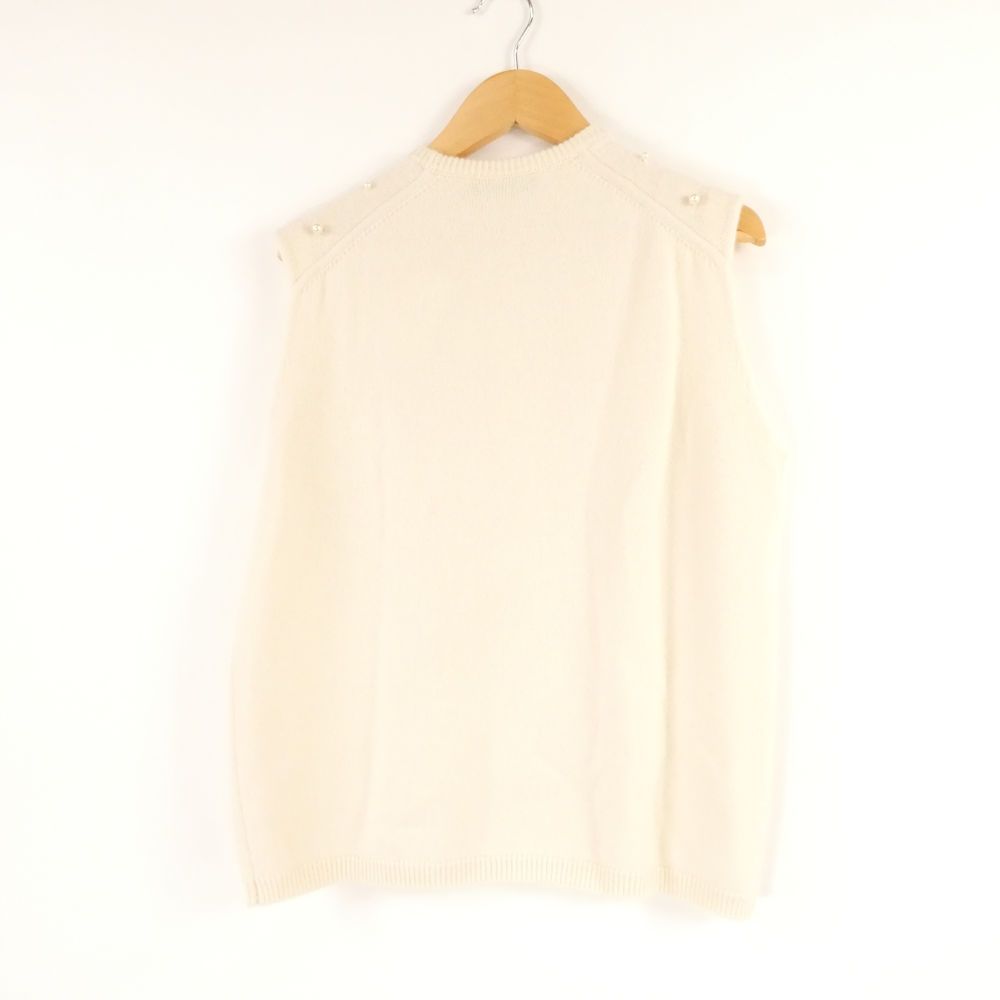 Drawer ドゥロワー 6518-199-0349 パールビーズノースリーブニット カシミヤ100% オフホワイト系 レディース AO3314A12