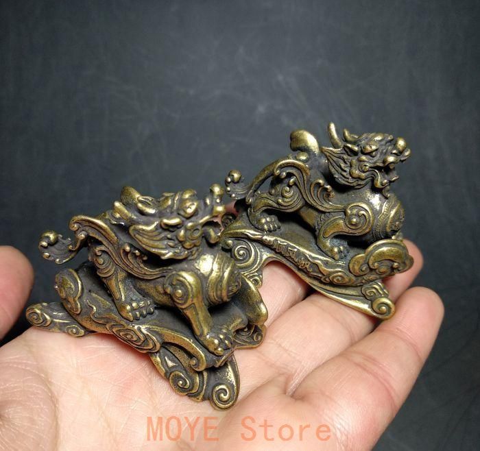 麒麟 銅器 文鎮 茶寵 鎮宅 辟邪 開運 風水 招財 置物 工芸品 装飾品