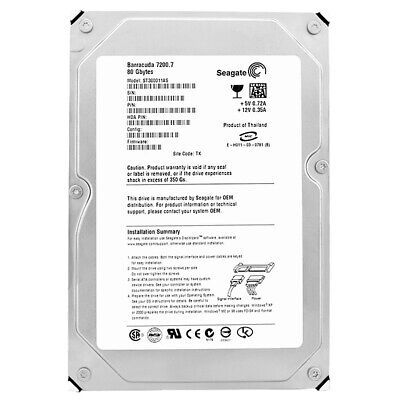  Hard Drive Seagate ST380011AS 80GB 2MB Cache 7200Rpm SATA II 3,5'' 内蔵型ハードディスクドライブ