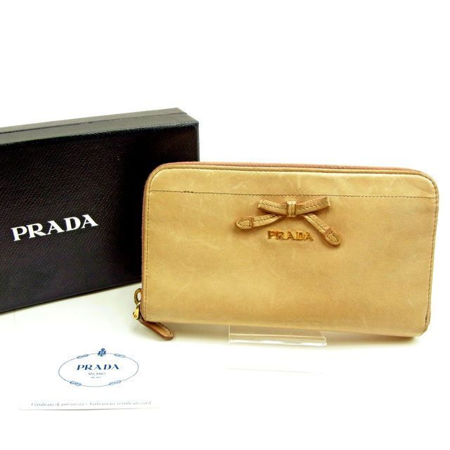PRADA 長財布　ベージュ プラダ 長財布 財布 レディース ダイノ カラー カメオベージュ