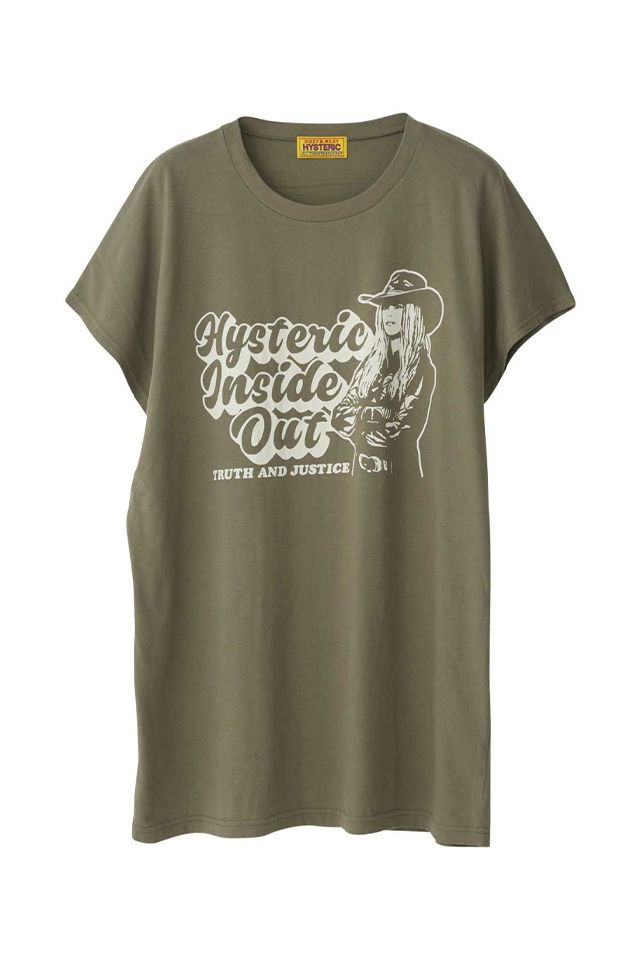 HYSTERIC GLAMOUR ヒステリックグラマー 01251CT10 INSIDE OUT Tシャツ KHAKI 正規通販 レディース