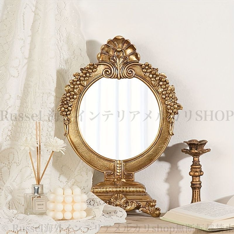 イタリア製　アンティーク　ドレッサー　大型卓上鏡　花柄 イタリア製 アンティーク ドレッサー 大型卓上鏡 花柄 鏡 卓上ミラー