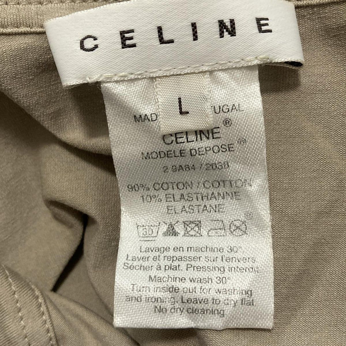 CELINE 半袖ポロシャツ 42 ベージュ セリーヌ CELINE 半袖 ポロシャツ トリオンフロゴ刺繍 ベージュ