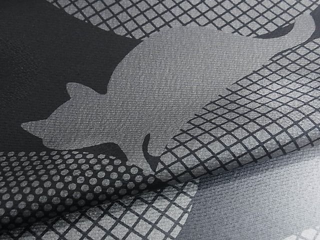 平和屋本店□極上 小紋 猫 暈し染め 黒地 逸品 CZAA0676s4 - メルカリ