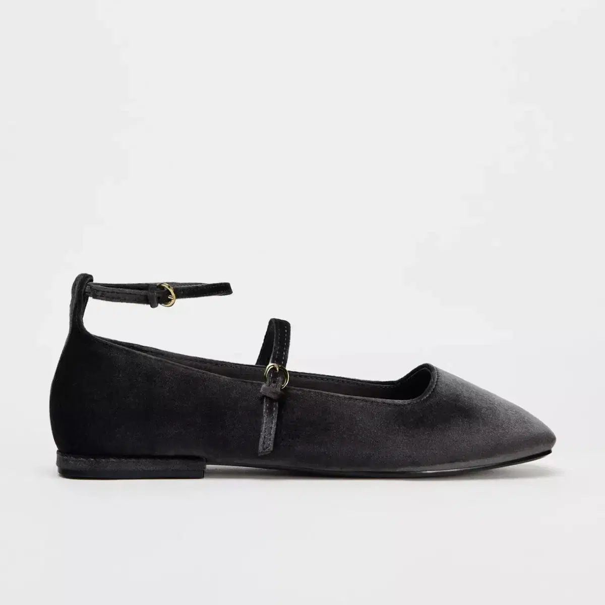 ZARA ザラ ベロア ストラップ バレリーナ フラットシューズ 235