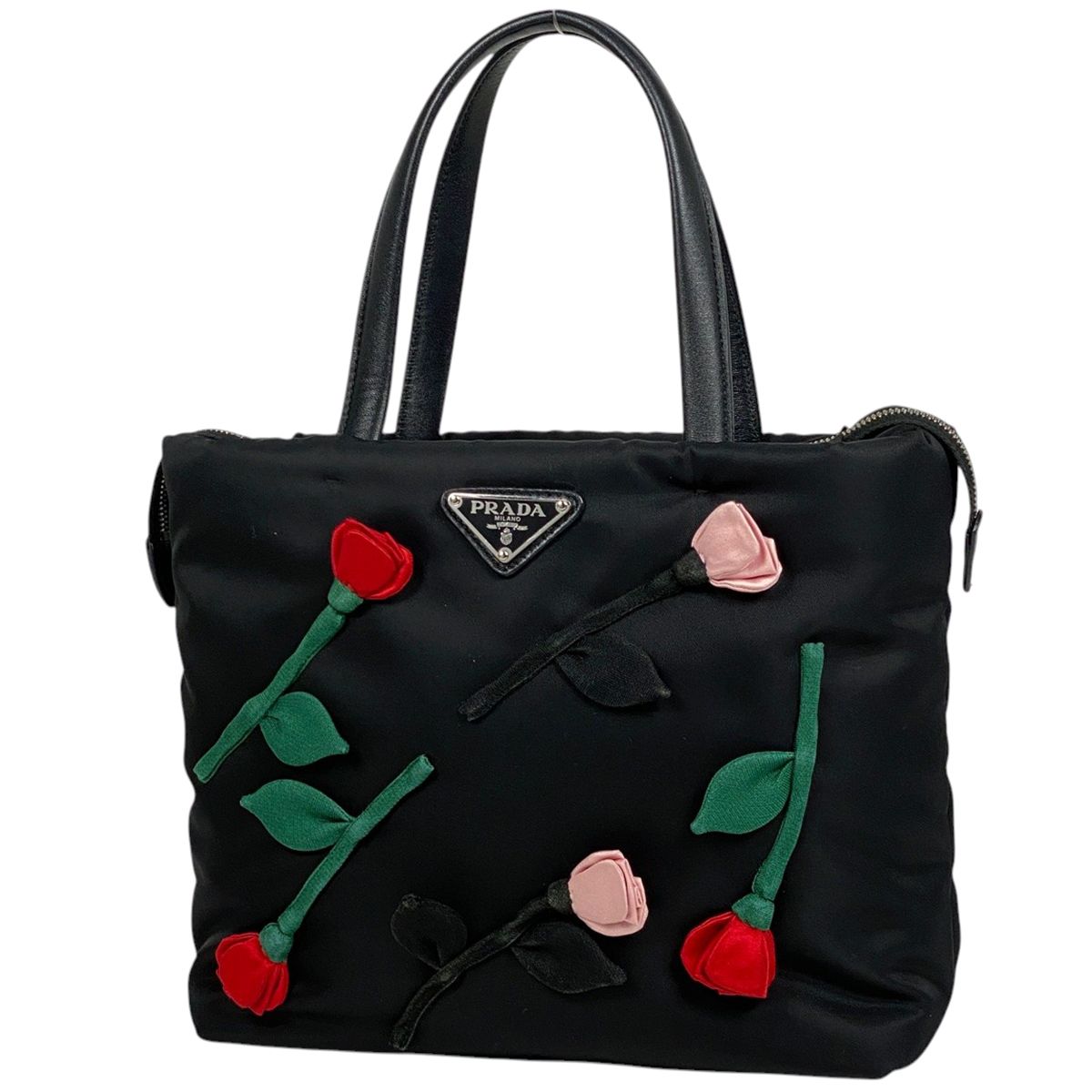 プラダ PRADA ロゴプレート ハンドバッグ トートバッグ ナイロンレディース