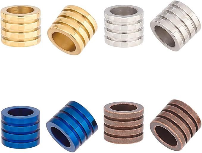 【在庫処分】UNICRAFTALE 約16個 4色 10mm コラムビーズ ステンレス ビーズ 円筒形 ロンデルビーズ シリンダービーズ スペーサービーズ 大穴ビーズ 金属ビーズ メタルビーズ ビーズチャームパー