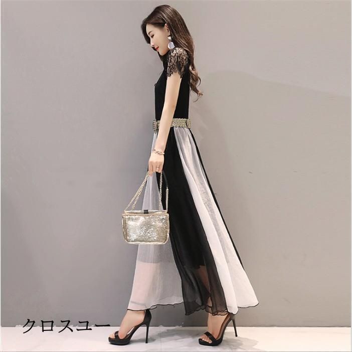 ロングワンピース 夏 春 レディース ワンピース 半袖 マキシ丈 a