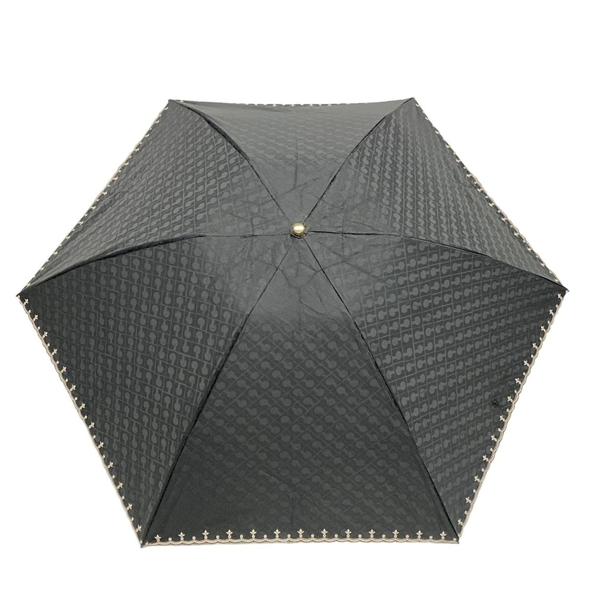 【新品】GHERARDINI 折りたたみ傘 ブラック GHERARDINI(ゲラルディーニ) 折りたたみ傘美品 - 黒×ベージュ