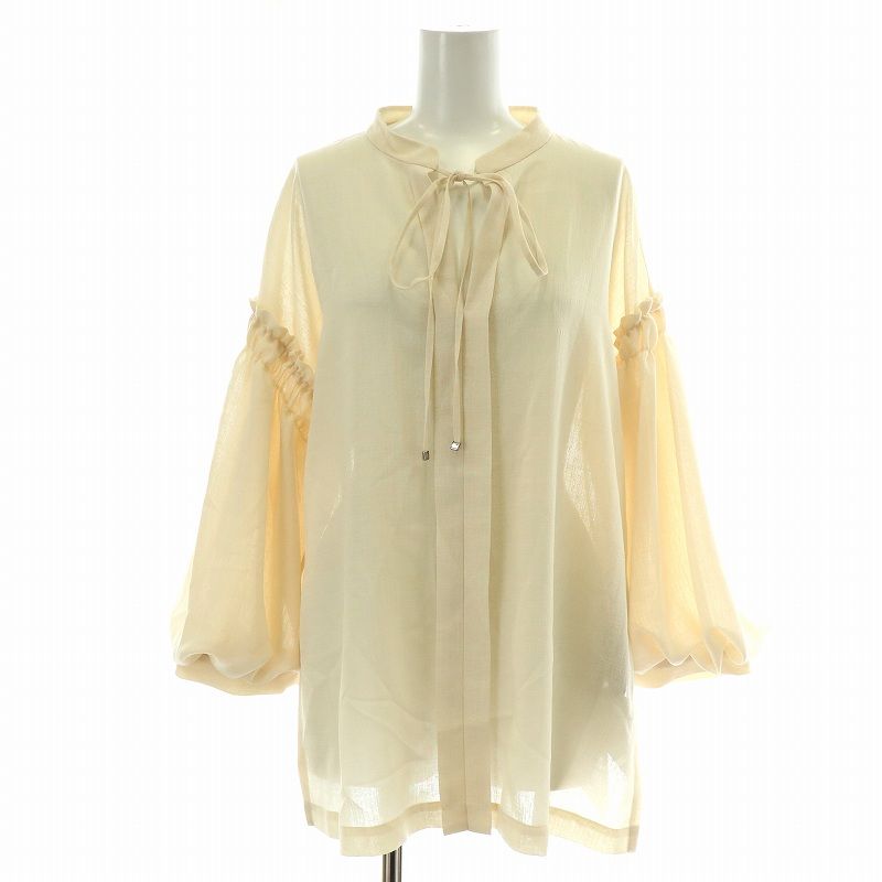 フォクシーアイボリー 長袖ブラウス リボン付き
