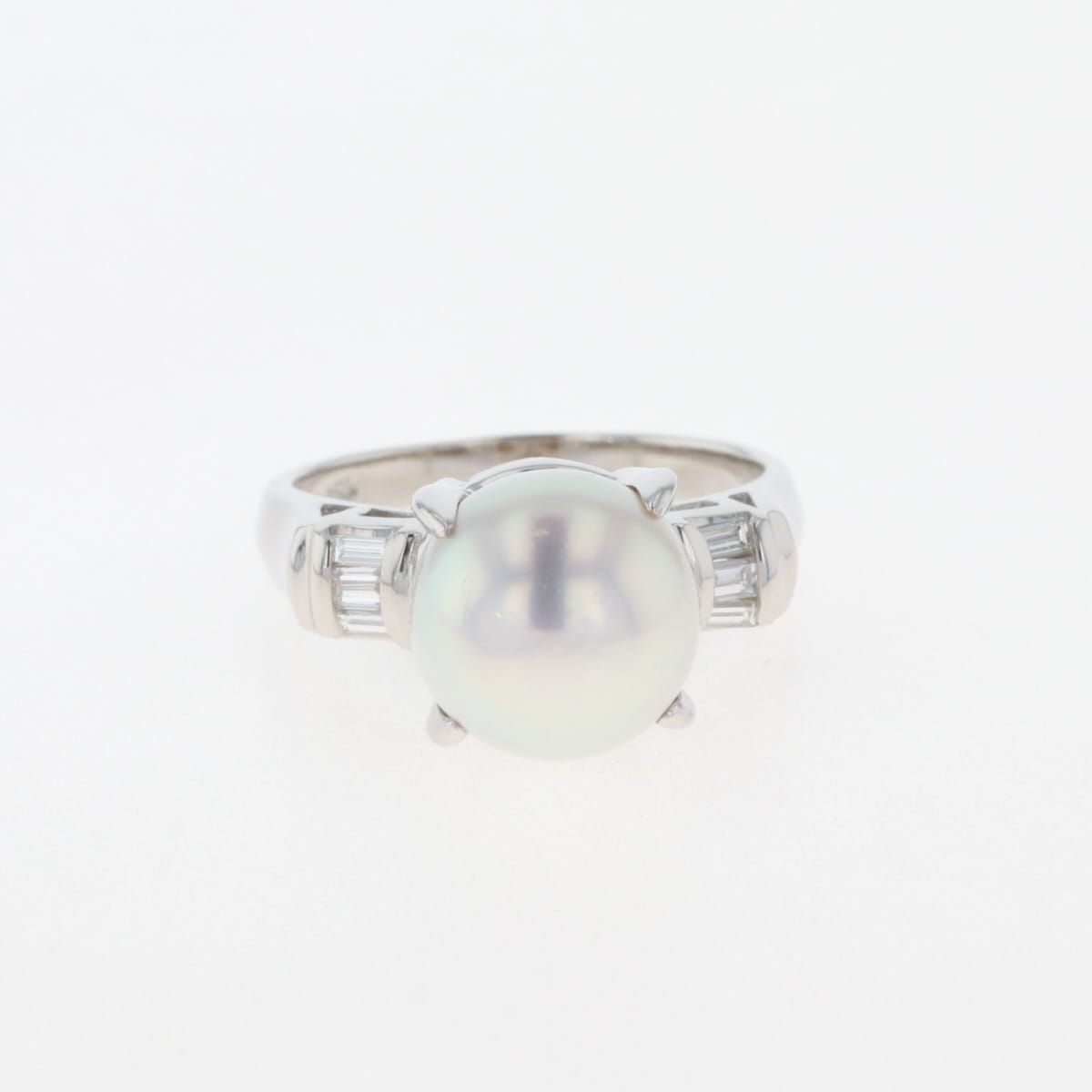 パール デザインリング プラチナ 指輪 メレダイヤ 真珠 リング 12号  