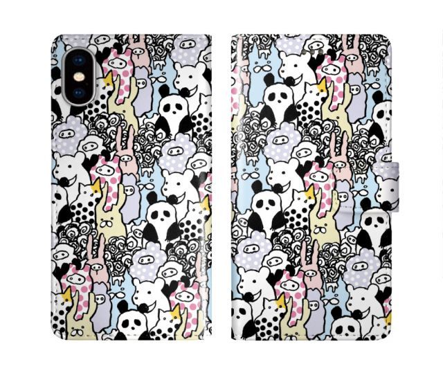 [iPhone16 Pro Max] iPhone15 ケース スカラー スマホケース 手帳型 iPhone16 ケース iPhone 16 15 14 13 SE 第3世代 第2世代 スマホカバー 全機種対応 手帳 ScoLar アニマル大集合 パンダ ダイ