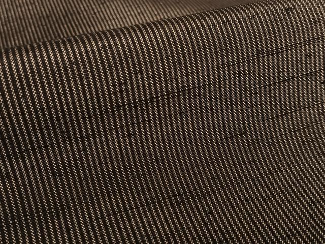 平和屋着物○極上 紬 縞 鉄黒色×黒色 ロング丈 正絹 逸品 AAAV7549zg