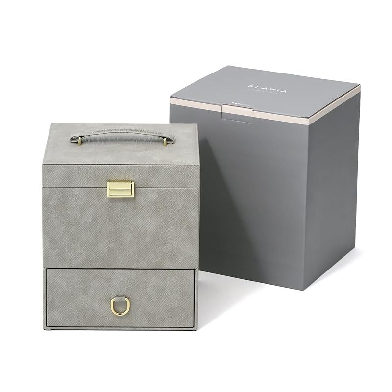 Francfranc フラビア コスメボックス グレー 収納 大容量 ミラー付き メイクボックス コスメ 持ち運び 1