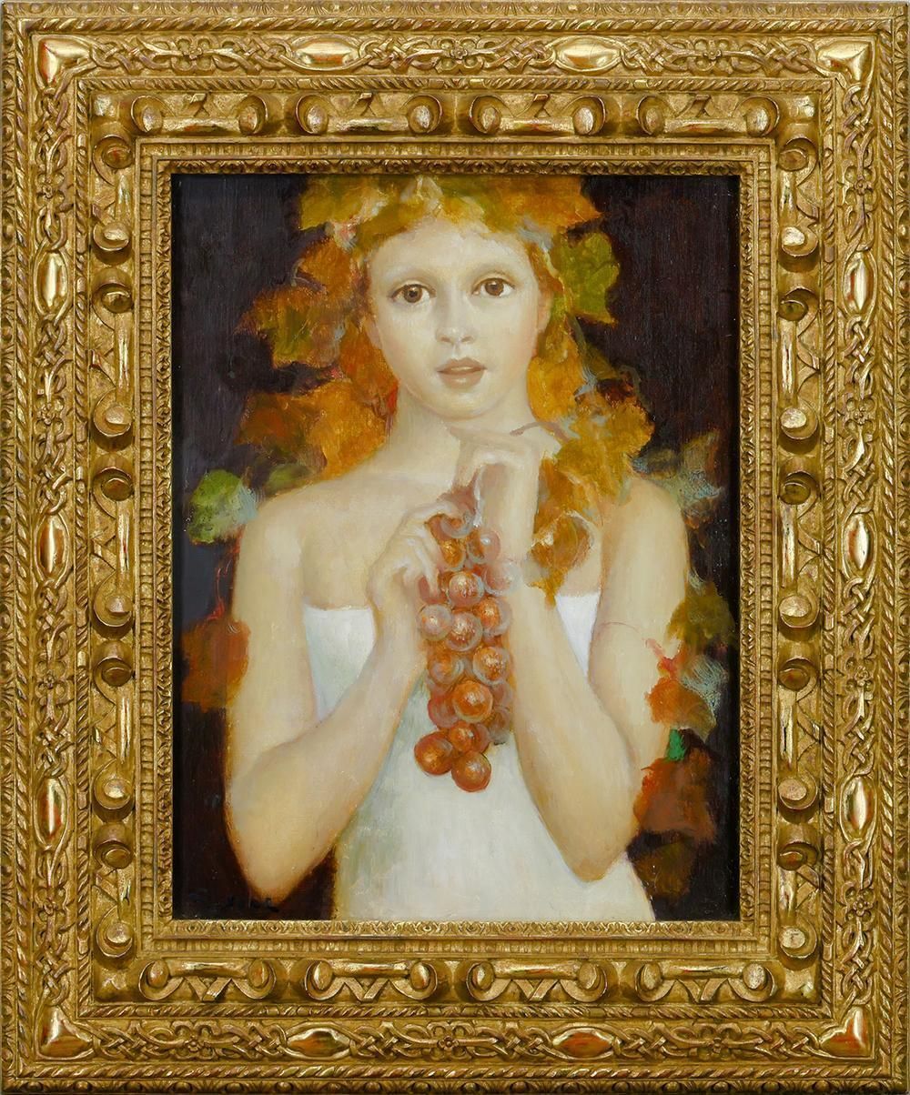 真作 WISH 芝田米三 収穫の時 油彩 6号 葡萄を抱く清らかな瞳の少女名画 〇日本芸術院会員 第50回日本芸術院賞 25093191