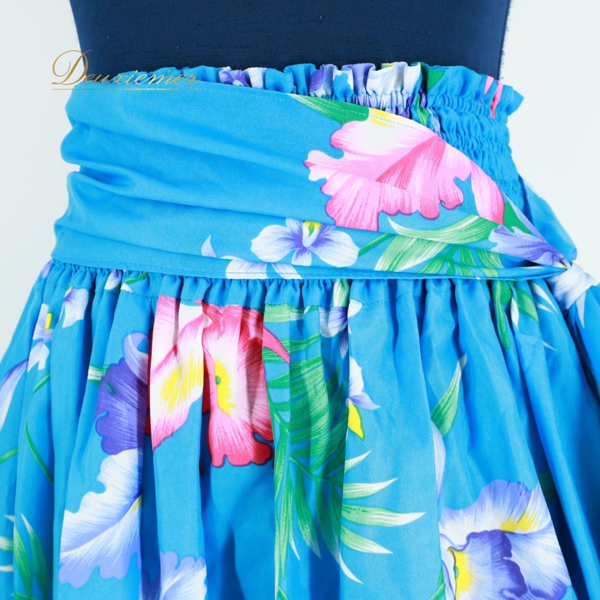 【美品 日本製フラダンス用衣装】ブルー ALOHA STANDARDS カラフル 日本製 フラダンス衣装】ブルー ALOHA STANDARDS アロハ