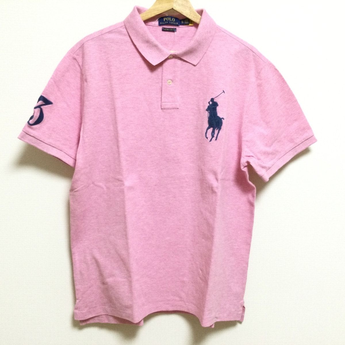 POLObyRalphLauren ポロラルフローレン 半袖ポロシャツ サイズXL メンズ ビッグポニー ピンク×ネイビー
