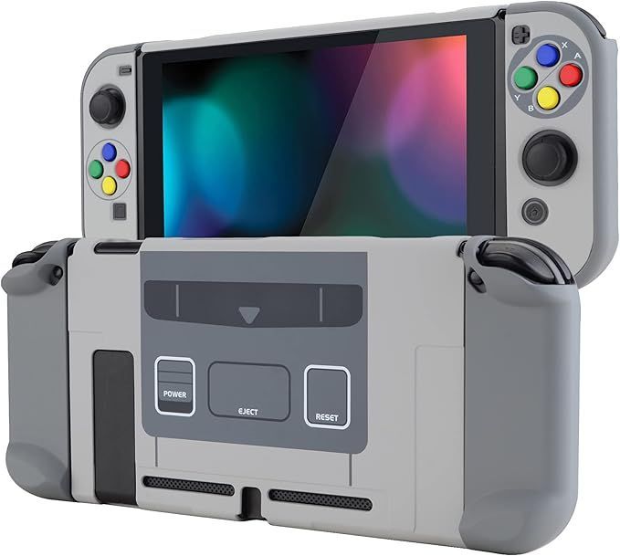 【在庫処分】eXtremeRate PlayVital Switchコンソールに対応用バックカバー、NS Joyconハンドヘルドコントローラー分離可能プロテクターハードシェル、Switch用にカスタマイズされたドッキングできる