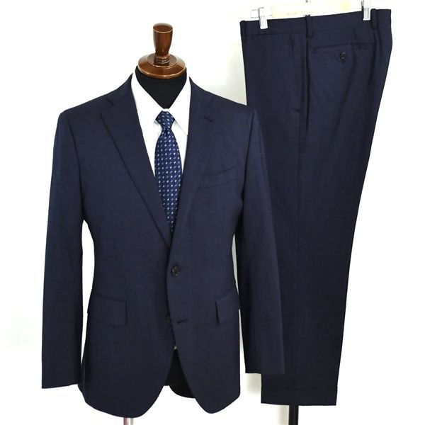 スーツカンパニー 2パンツ 2つボタン シングルスーツ M A6 ダークネイビー ノータック 袖口4つ釦 本切羽 HJT114 夏物 春夏 薄手 5XJ013 メンズビジネス 202510