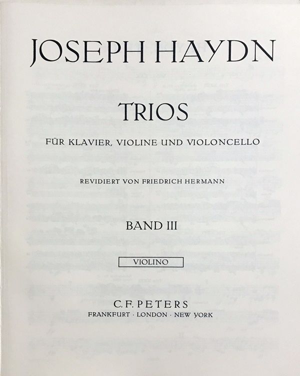 ハイドン　ピアノ・トリオ３巻　楽譜 ハイドン ピアノ三重奏曲集 第3巻 輸入楽譜 haydn trios パート譜