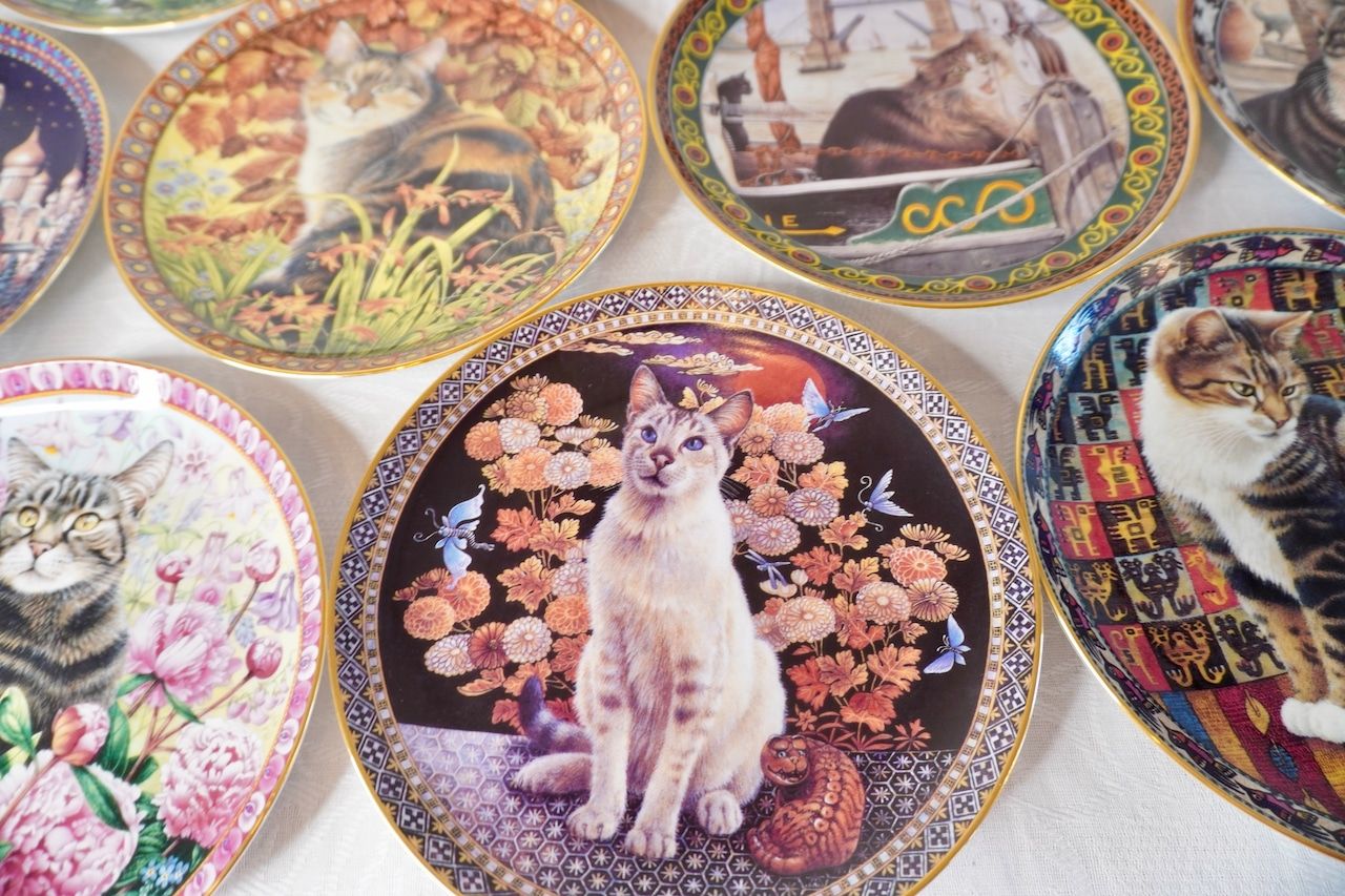 ダンバリーミント レスリーアン アイボリー猫絵皿10枚セット ダンバリーミント レスリーアン アイボリー猫絵皿10枚セット