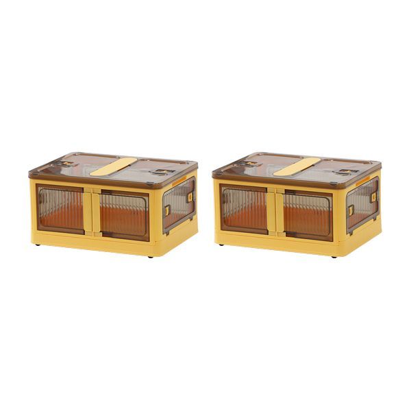 収納ボックス 折りたたみ 2個セット 約47×35×24.5cm Mサイズ 30L キャスター付き 5面開閉 観音開き 積み重ね スタッキング クリア 透明 プラスチック コンテナ 衣装ケース 折畳み おしゃれ 収納 s