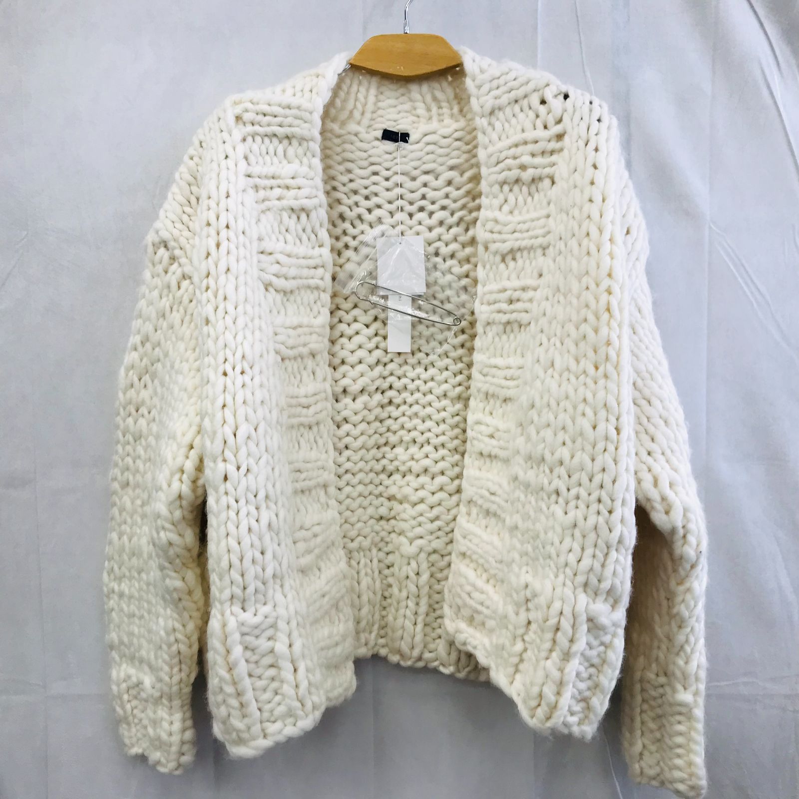 ♥ ichi イチ ボレロカーディガン Y23055 ローゲージ ウール 毛70％ F フリーサイズ ホワイト レディース ファッション