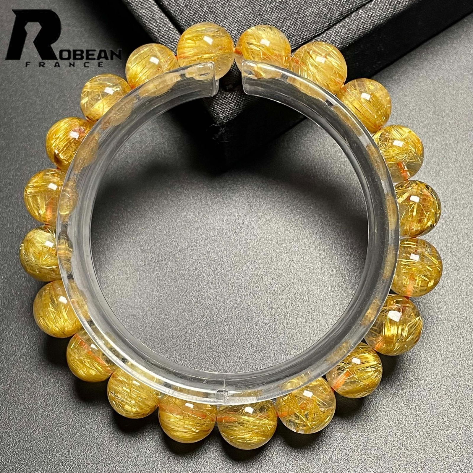 在庫切れ 上品 EU製 定価17万円ROBEAN・極!極満針ルチルクォーツブレスレット パワーストーン 天然石 綺麗 金運 お守り プレゼント 9.9-10.7mm M924876