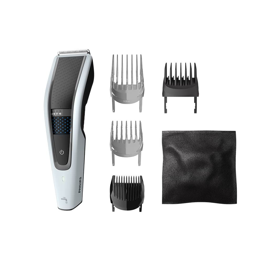 フィリップス ヘアーカッター5000シリーズ 電動バリカン|27段階調整 3-28㎜ ターボモード搭載 充電|交流式 HC5610|60 ホワイト|ブラック