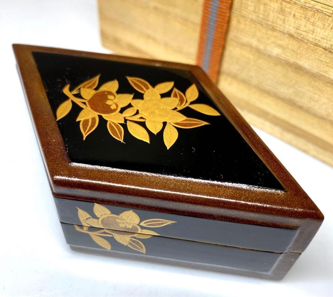 時代 蒔絵香合 木 最大幅9.7㎝ 東Y6-1108 タサオ