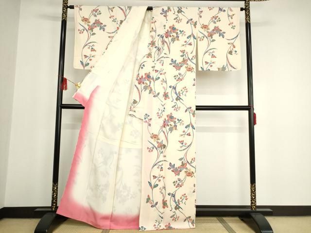 平和屋着物●上質な色無地　芝草地紋　水柿色　正絹　逸品　CAAX5951gh 平和屋着物○上質な色無地 芝草地紋 水柿色 正絹 逸品 CAAX5951gh