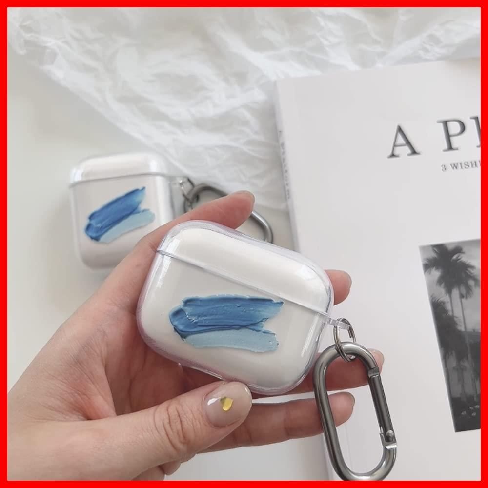 【迅速発送】ONLYOU Airpods pro ケース おしゃれ 韓国 Airpods pro2 ケース かわいい TPU ペイント デザイン シンプル クリア 透明 エアーポッズ プロ カバー レディース お揃い イヤホンケース カラビナ フック (Air