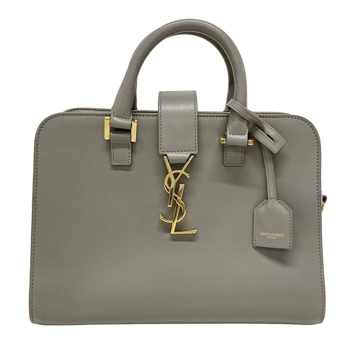 SAINT LAURENT PARIS サンローランパリ ハンドバッグ ベイビーモノグラムカバス 472466 グレー レザー