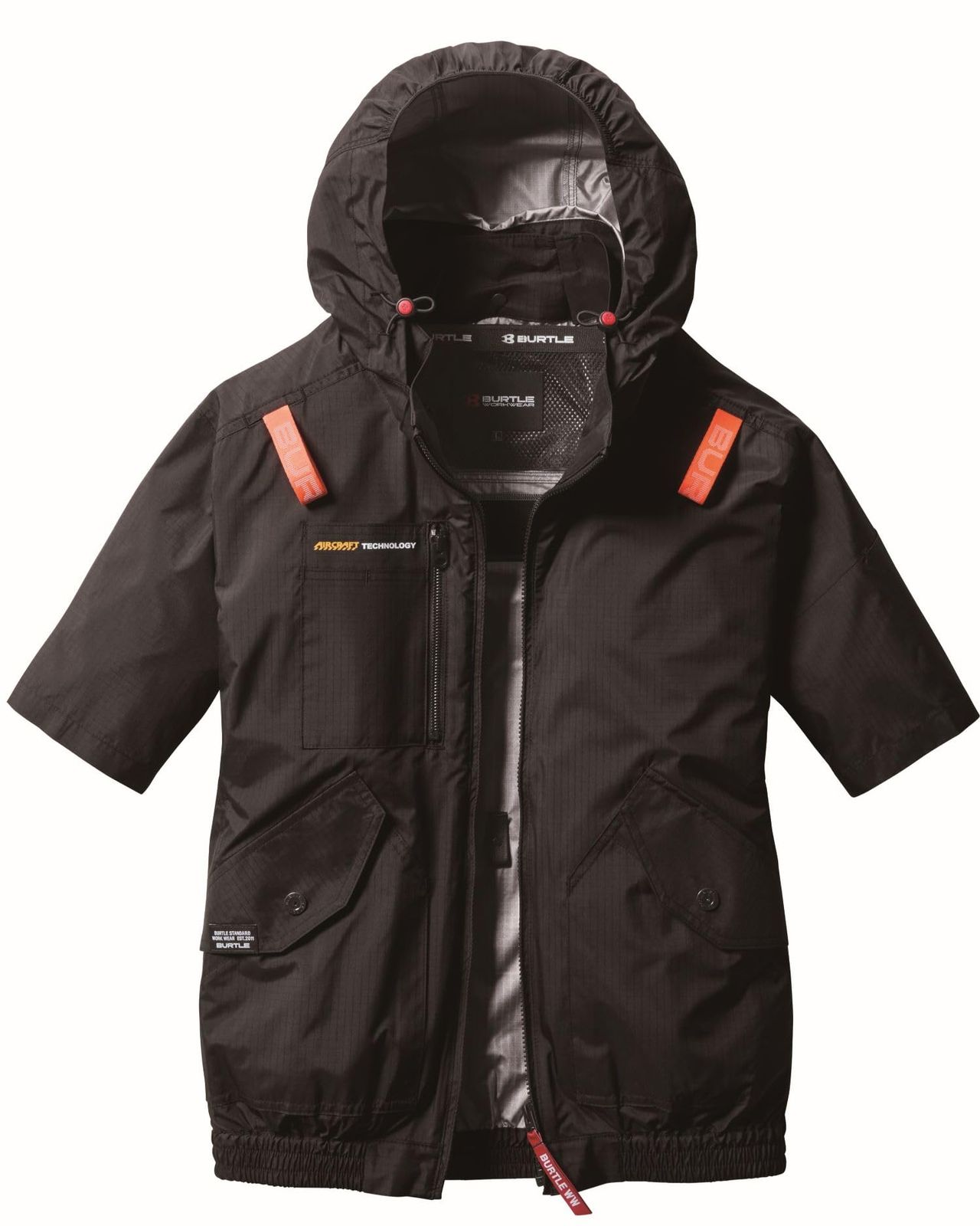 BURTLE バートル エアークラフト半袖ブルゾン(ユニセックス) 春夏用 ブラック AC2076 35 XXL [ブラック] [2XL]