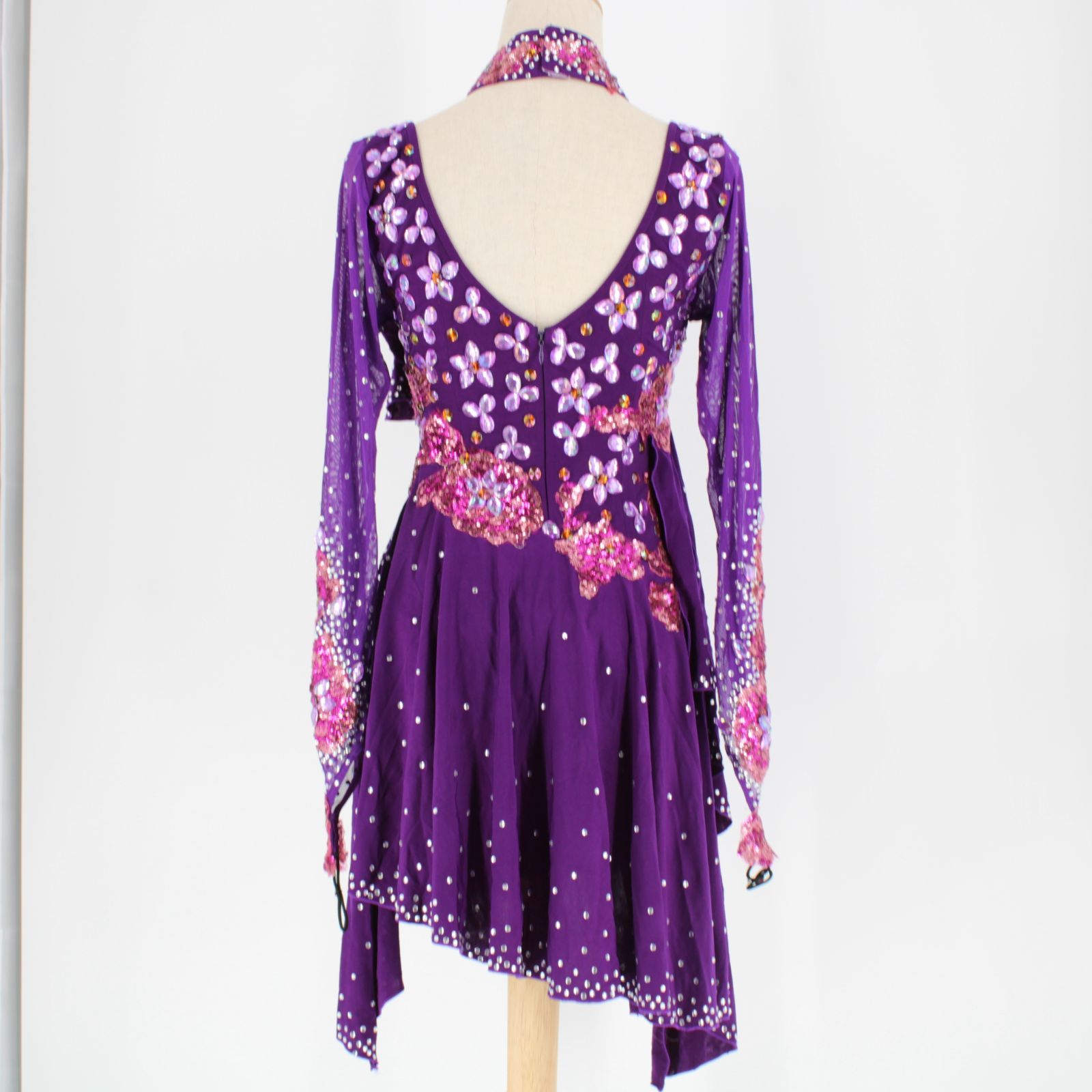 【美品 社交ダンス衣装】パープル ラテン ドレス ワンピース 紫 ラインストーン 美品 社交ダンス衣装】パープル ラテン ドレス ワンピース 紫 ライン