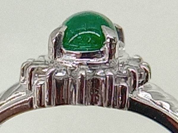 Pt900】プラチナ エメラルド0.32ct ダイヤモンド0.14ct 11号