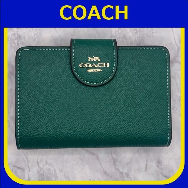 COACH コーチ ミディアム コーナージップ 財布 グリーン - メルカリ