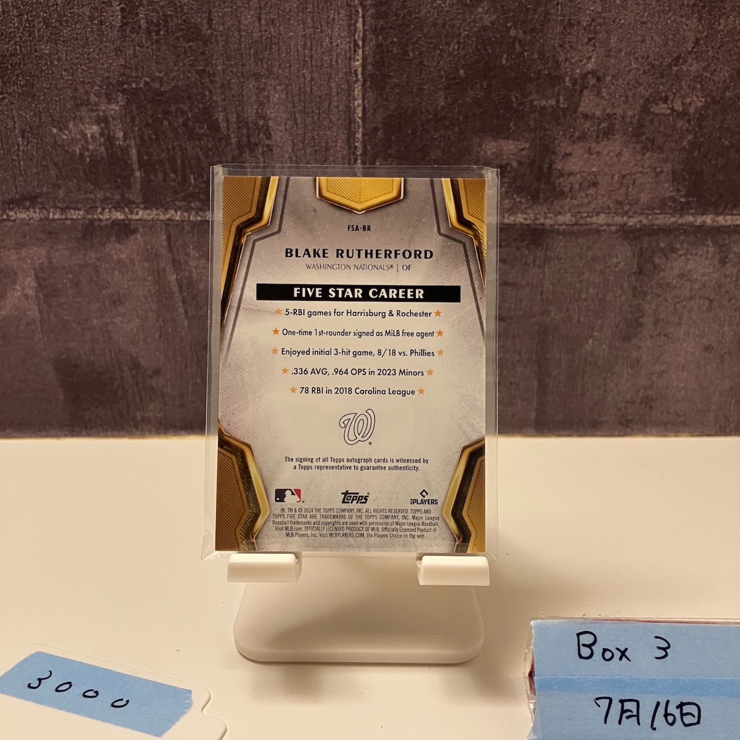 2024 Topps Five Star BLAKE RUTHERFORD 直筆サイン WASHINGTON