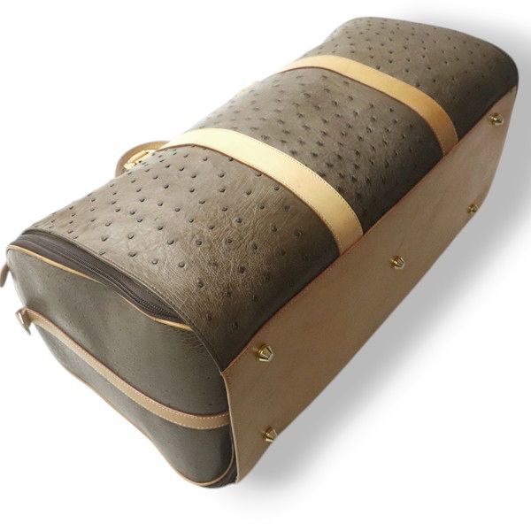 ボストンバック オーストリッチ ブラウン 本革 フルポイント 購入