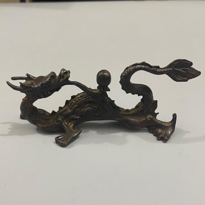 古玩芸品双龍銅筆架文房四宝インテリア9H