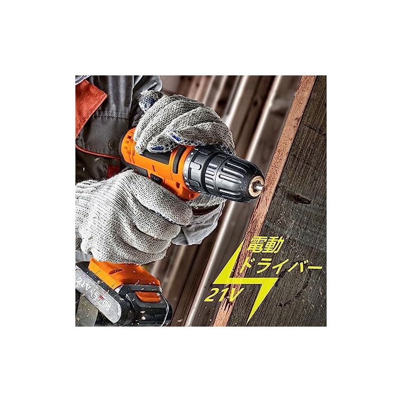 Hliovkis 電動ドライバー 電動ドリル セット 21V 1500 mAh大容量バッテリー2個付き 充電電子ドライバー 25段階トルク調節 最大32N.m スピード調節機能 正逆転切替 収納ケース ビット21種付 電動工具DIY でも使いやすい 0