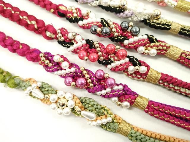 平和屋着物 和装小物 振袖用飾り付き帯締め10本セット パール 花 ハート 金糸 CAAX8203ju