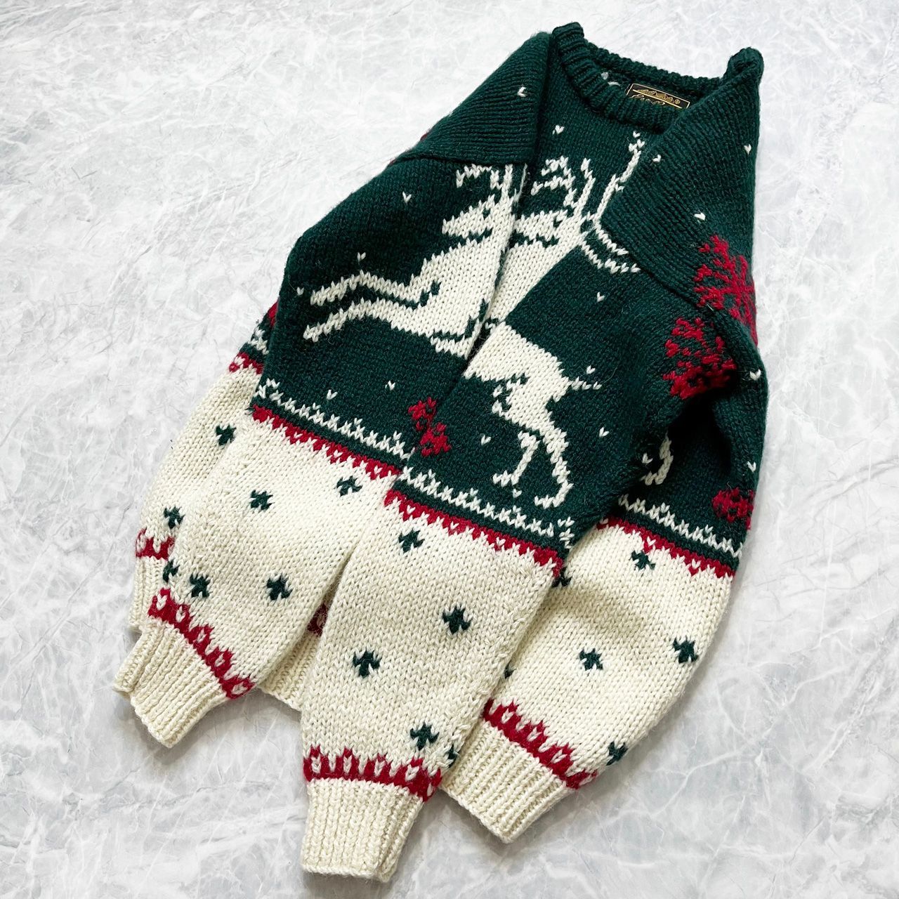 80s 90s エディーバウアー クリスマス ウール ニット セーター サイズ 