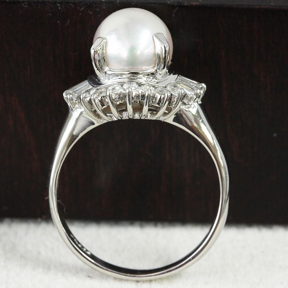 大珠☆アコヤ真珠 ダイヤモンド ダイヤモンド Pt900 リング