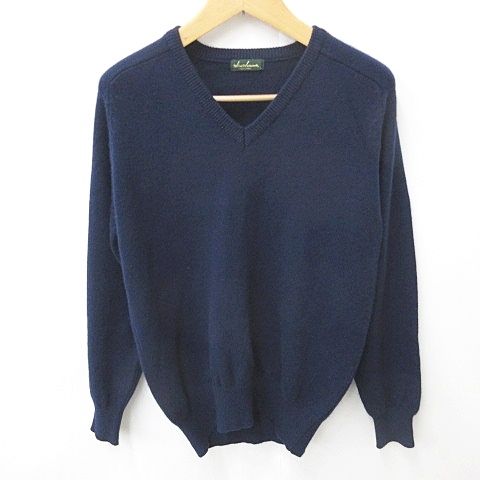 Hiro Honma 本間ゴルフ ゴルフ セーター 薄手ニット Vネック 長袖 カシミヤ ネイビー 紺 L