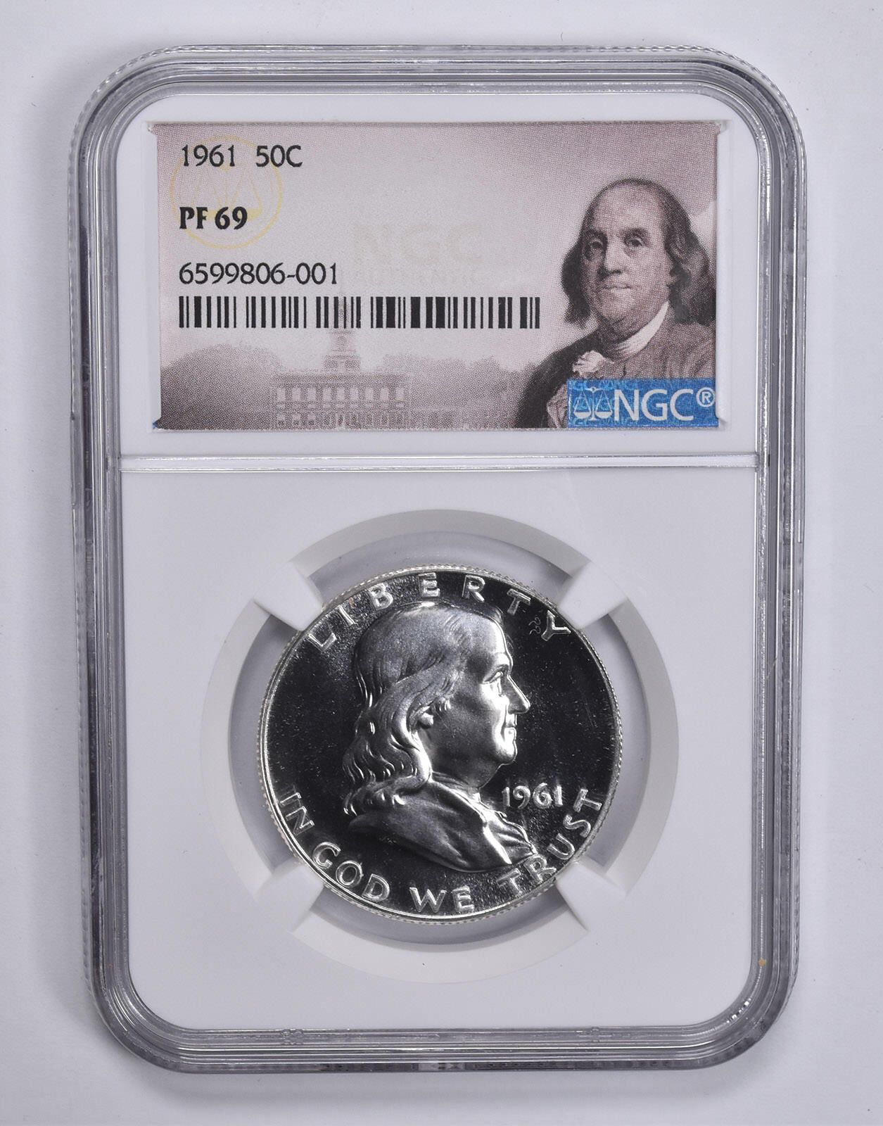 PF69 1961年 プルーフ フランクリン ハーフダラー NGC 鑑定済み ホワイトコイン PR